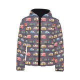 Camper Van Pattern Print Design 02 Kids' Boys' Girls' Padded Hooded Jacket