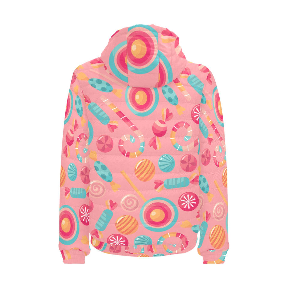 Colorful candy pattern Men's Padded Hooded Jacket