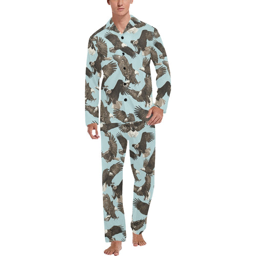 Eagle Pattern Print Design 01 Men's Long Pajama Set