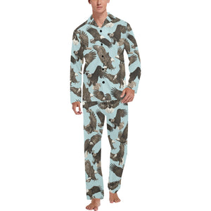 Eagle Pattern Print Design 01 Men's Long Pajama Set