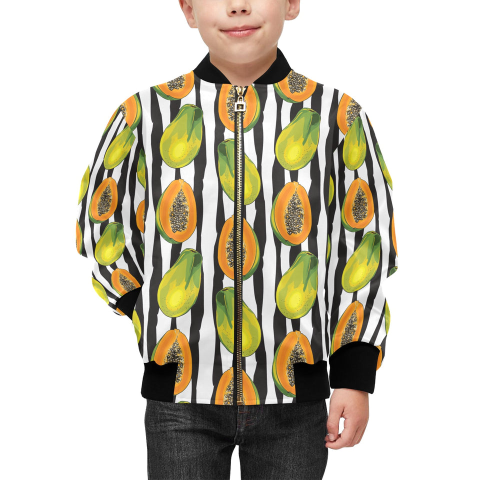 papaya design pattern Kids' Boys' Girls' Bomber Jacket