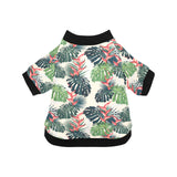 heliconia flowers, palm and monstera leaves All Over Print Pet Dog Round Neck Fuzzy Shirt