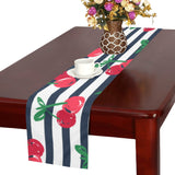 Hand drawn cherry pattern striped background Table Runner