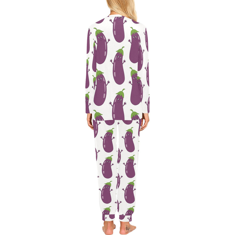 Eggplant Pattern Print Design 01 Women's All Over Print Pajama Set