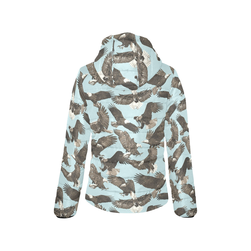Eagle Pattern Print Design 01 Women's Padded Hooded Jacket