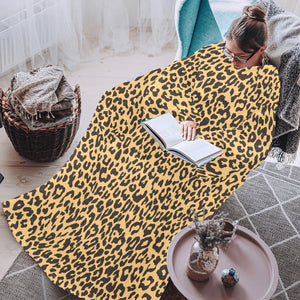 Leopard skin print Blanket Robe with Sleeves