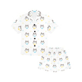 Cute Siberian Husky pattern Kids' Boys' Girls' V-Neck Short Pajama Set