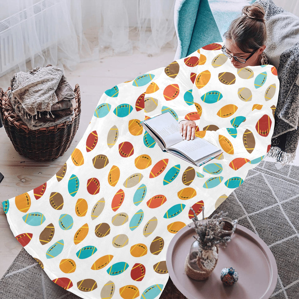 Colorful american football ball pattern Blanket Robe with Sleeves