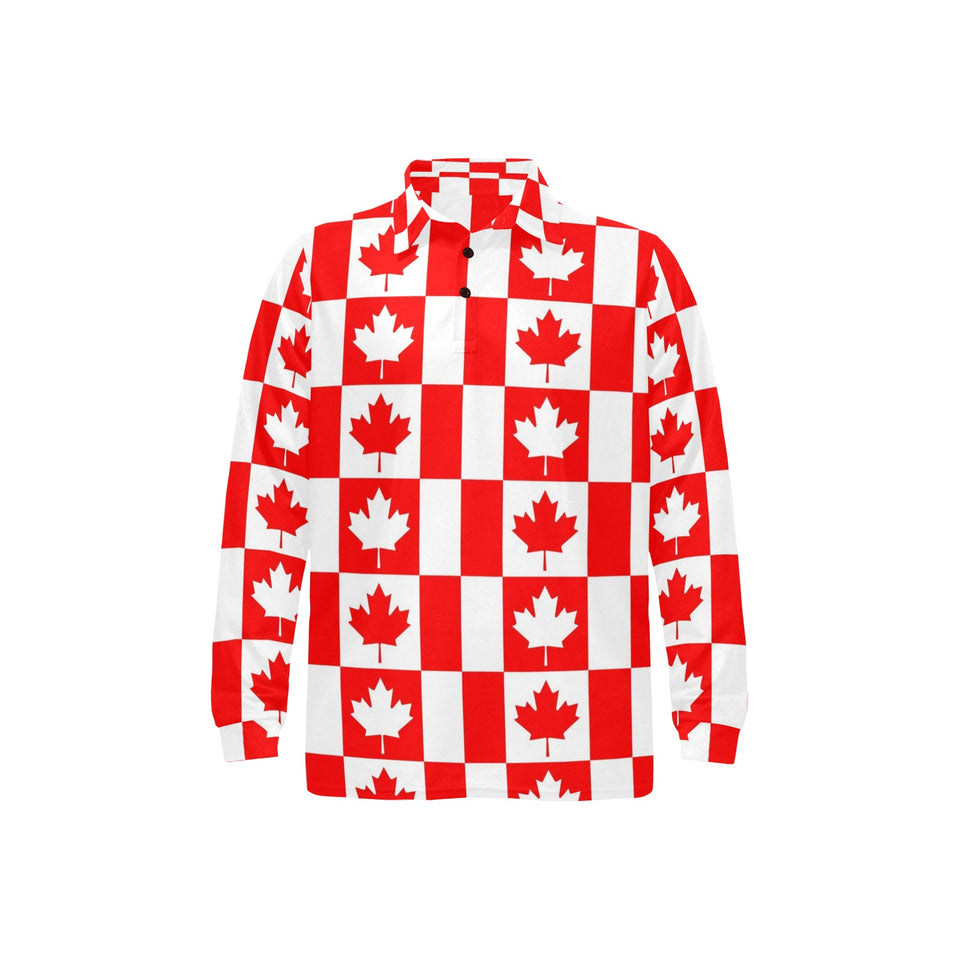 Canada Pattern Print Design 05 Men's Long Sleeve Polo Shirt