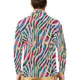 Colorful zebra skin pattern Men's Long Sleeve Polo Shirt