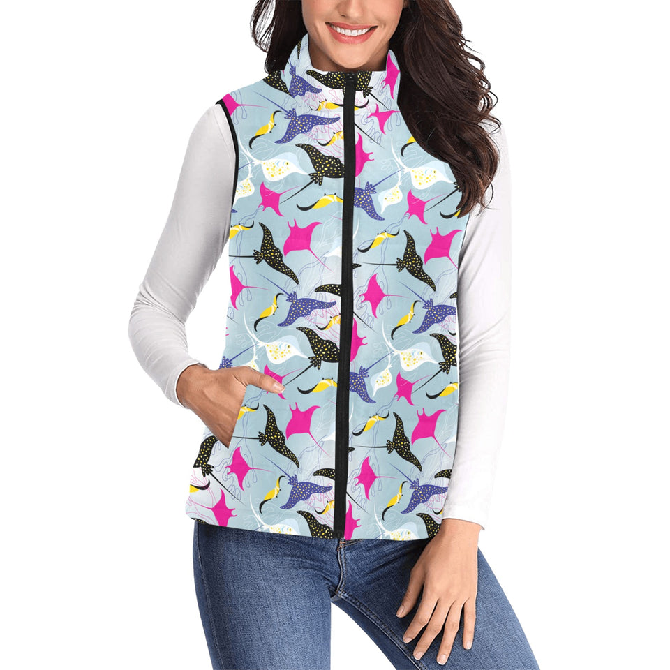 Stingray Pattern Print Design 01 Women's Padded Vest