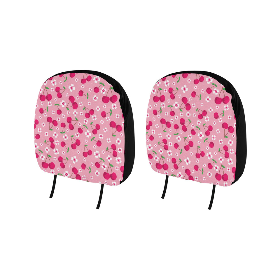 cherry flower pattern pink background Car Headrest Cover
