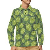 Hop pattern Hop cone background Men's Long Sleeve Polo Shirt