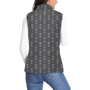 Engine Piston Black Background Pattern Design 02 Women's Padded Vest