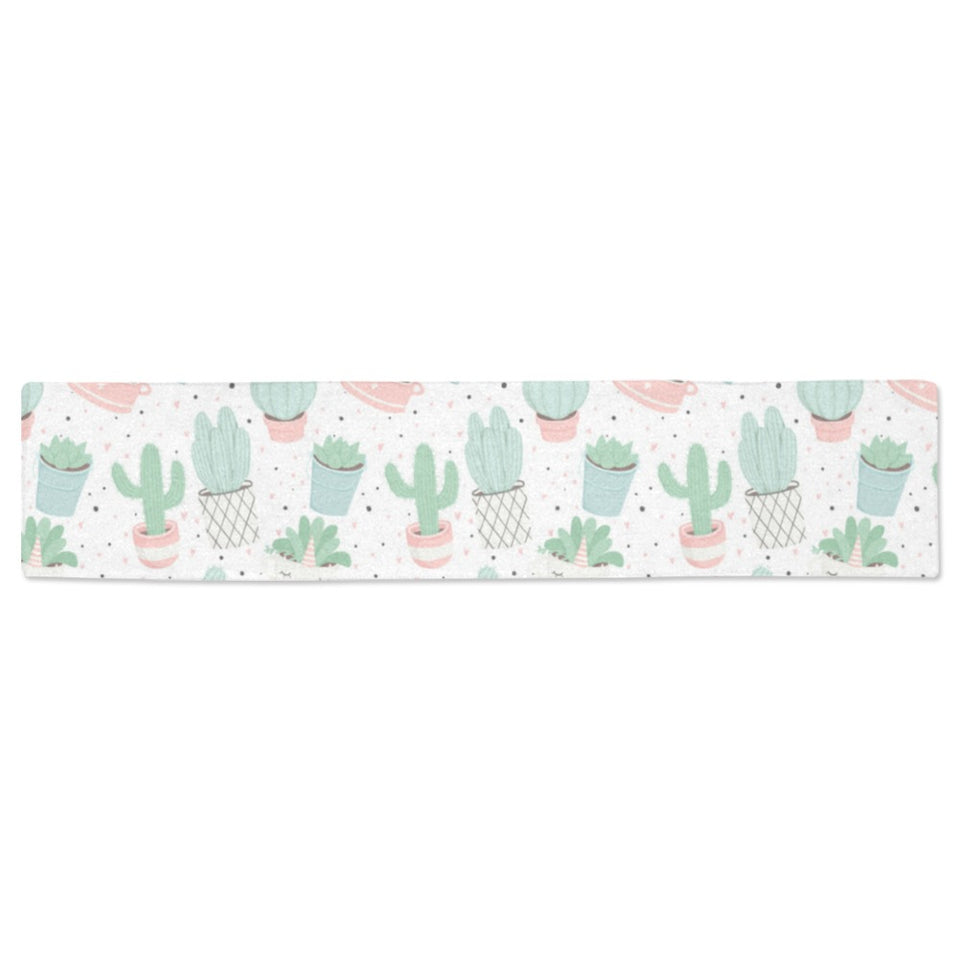 Pastel color cactus pattern Table Runner