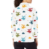 Colorful helicopter pattern Women's Long Sleeve Polo Shirt