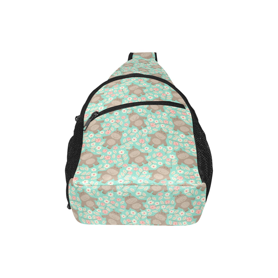 Hippopotamus Pattern Print Design 02 All Over Print Chest Bag