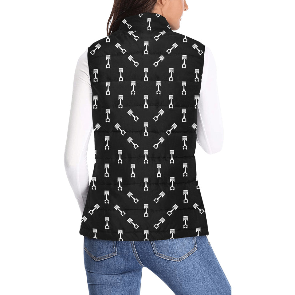 Engine Piston Black Theme Pattern Print Design 03 Women's Padded Vest