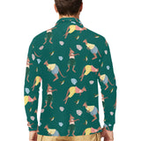 Kangaroo leaves pattern Men's Long Sleeve Polo Shirt