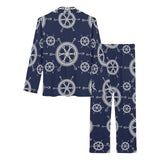 nautical steering wheel design pattern Women's Long Pajama Set