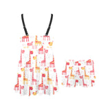 Giraffe Pattern Print Design 03 Chest Sexy Pleated Two Piece Swim Dress