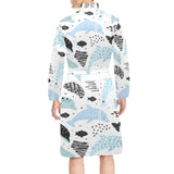Cute dolphins Childish Style pattern Men's Long Sleeve Belted Night Robe