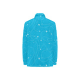 Airplane destinations blue background Women's Long Sleeve Polo Shirt