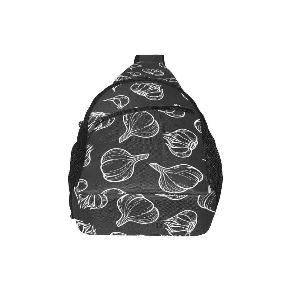 Garlic pattern black background All Over Print Chest Bag