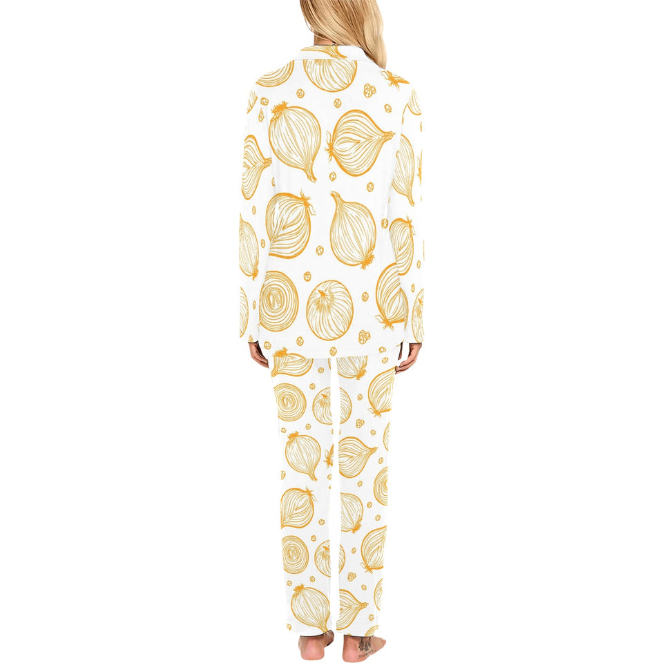 hand drawn onion pattern Women's Long Pajama Set