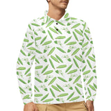 Green Peas Pattern Print Design 04 Men's Long Sleeve Polo Shirt