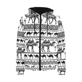 Camel polynesian tribal pattern Men's Padded Hooded Jacket