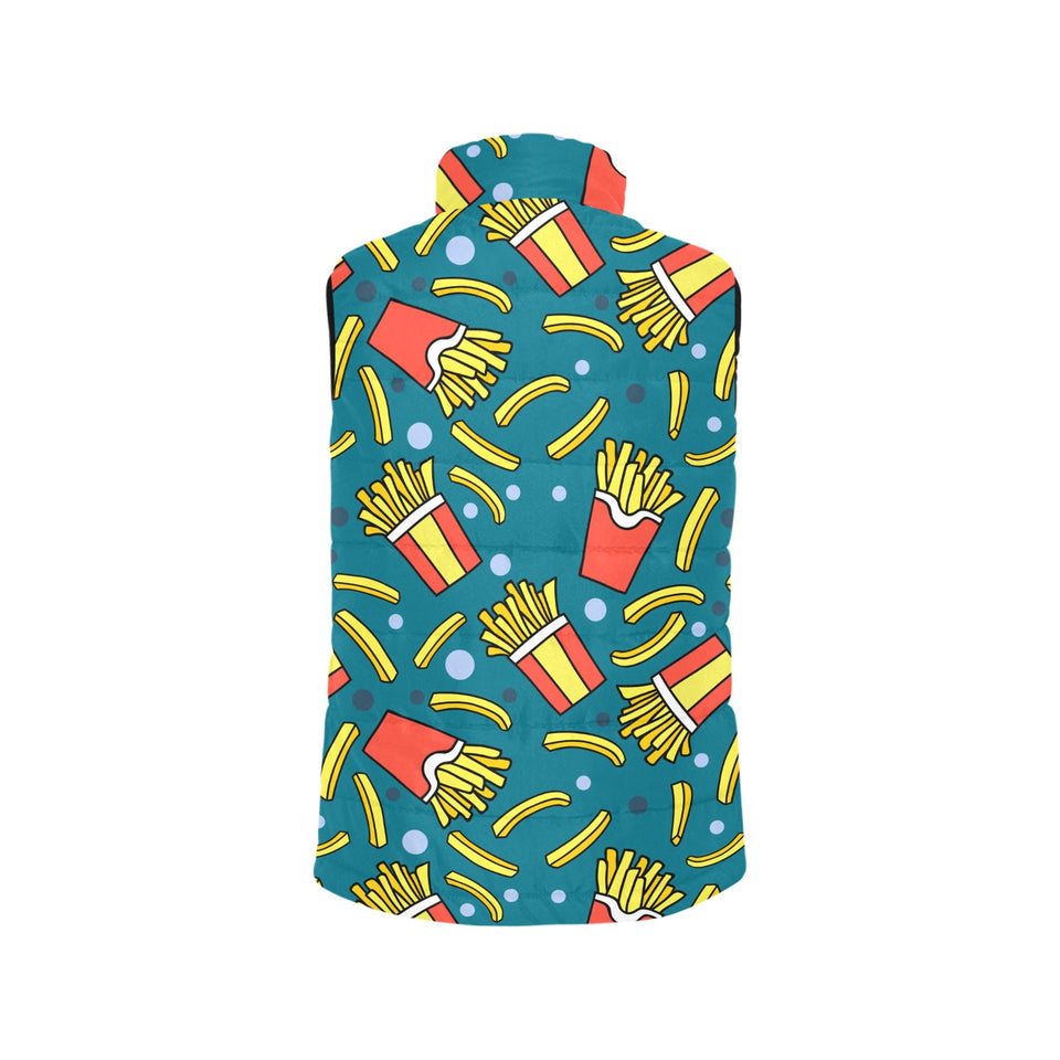 French fries red paper box pattern Women's Padded Vest