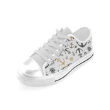 Anchors Rudders pattern Men's Low Top Shoes White