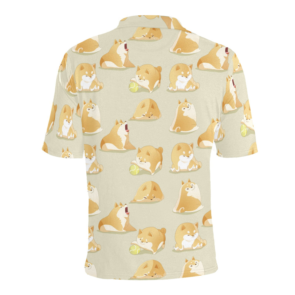Cute fat shiba inu dog pattern Men's All Over Print Polo Shirt