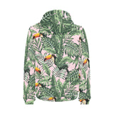 Toucan tropical green jungle palm pattern Men's Padded Hooded Jacket