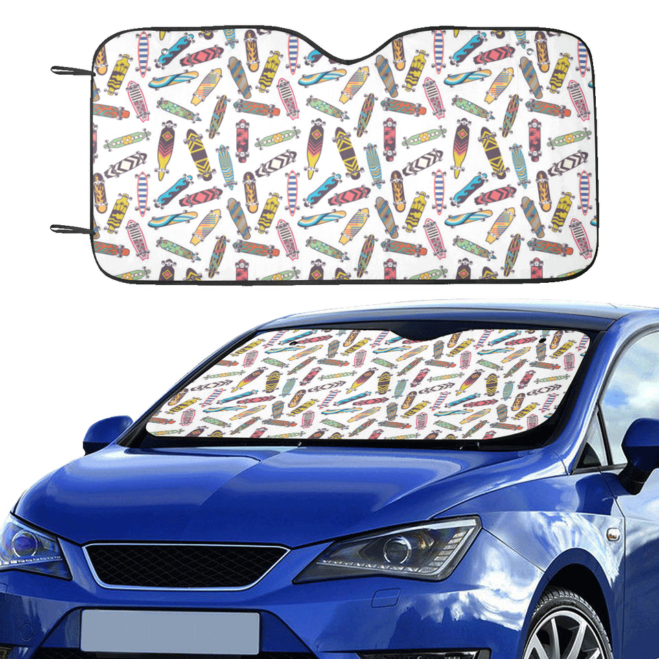 Skate Board Pattern Print Design 05 Car Sun Shade