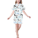 Cute dolphins Childish Style pattern Kids' Boys' Girls' V-Neck Short Pajama Set