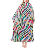 Colorful zebra skin pattern Blanket Robe with Sleeves