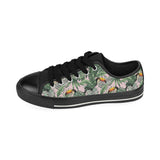 Toucan tropical green jungle palm pattern Men's Low Top Canvas Shoes Black
