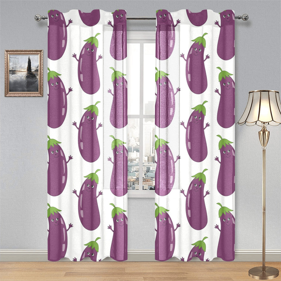 Eggplant Pattern Print Design 01 Gauze Curtain