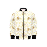 Bee honeycomb seamless design pattern Kids' Boys' Girls' Bomber Jacket