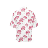 Pink lotus waterlily pattern Women's All Over Print Hawaiian Shirt