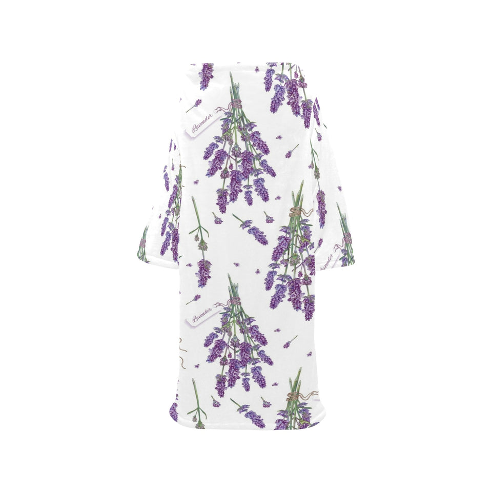 lavender flower design pattern Blanket Robe with Sleeves