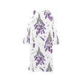 lavender flower design pattern Blanket Robe with Sleeves