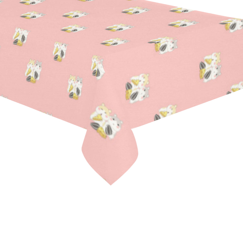 Cute hamster cheese pattern pink background Tablecloth