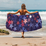 Red blue star pattern Beach Towel