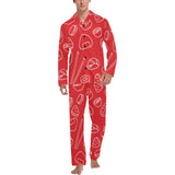 sushi pattern red background Men's Long Pajama Set