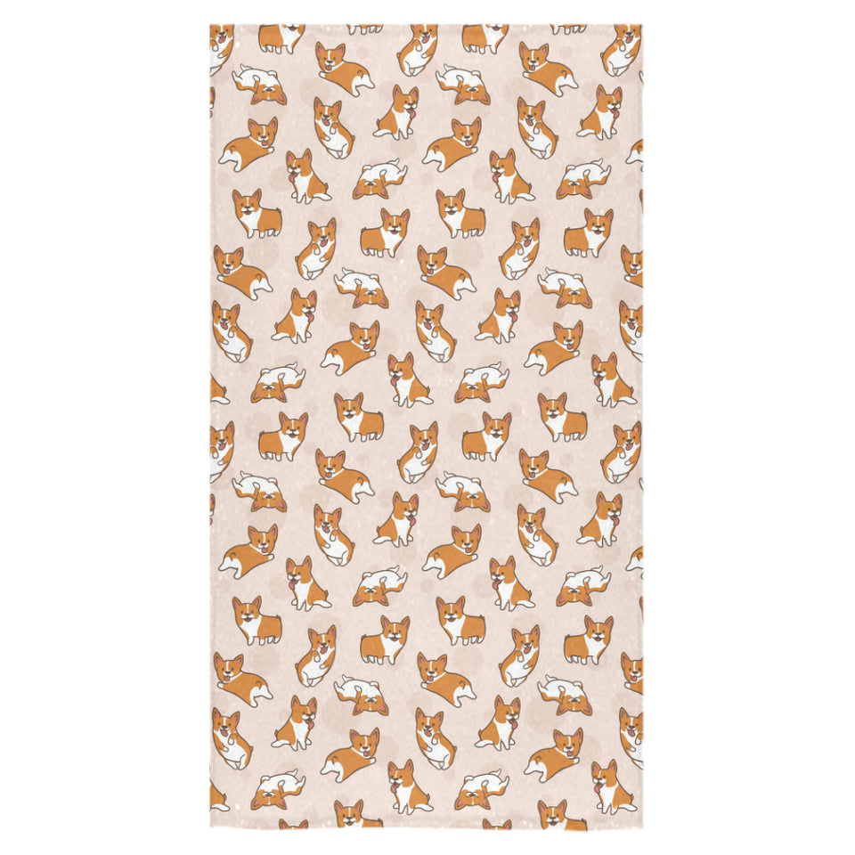 Cute Corgis Pattern pink background Bath Towel