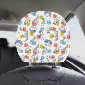 Siberian husky and colorful circle pattern Car Headrest Cover