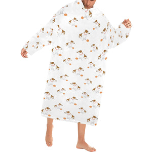 Jack Russel Pattern Print Design 05 Blanket Robe with Sleeves